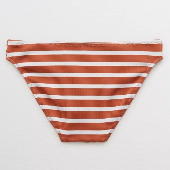New AE AERIE Ribbed Full Coverage Bikini Bottom 70s Canyon Creek Stripe Size XL - Picture 3 of 10